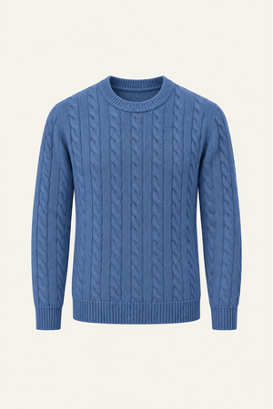 Velaro Cable Knit Crewneck Blue