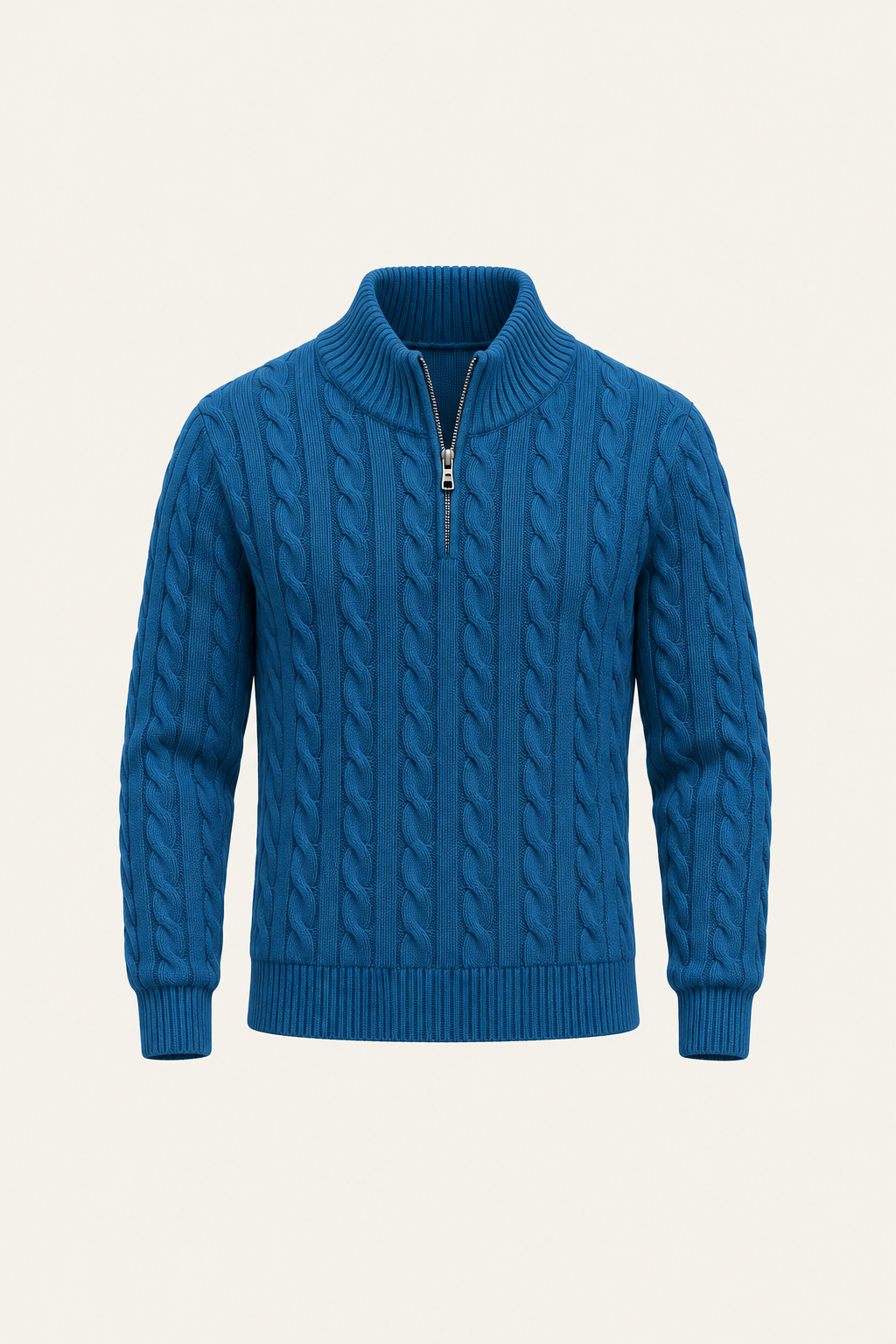 Tilano Cable Quarter-Zip Knit Ocean Teal