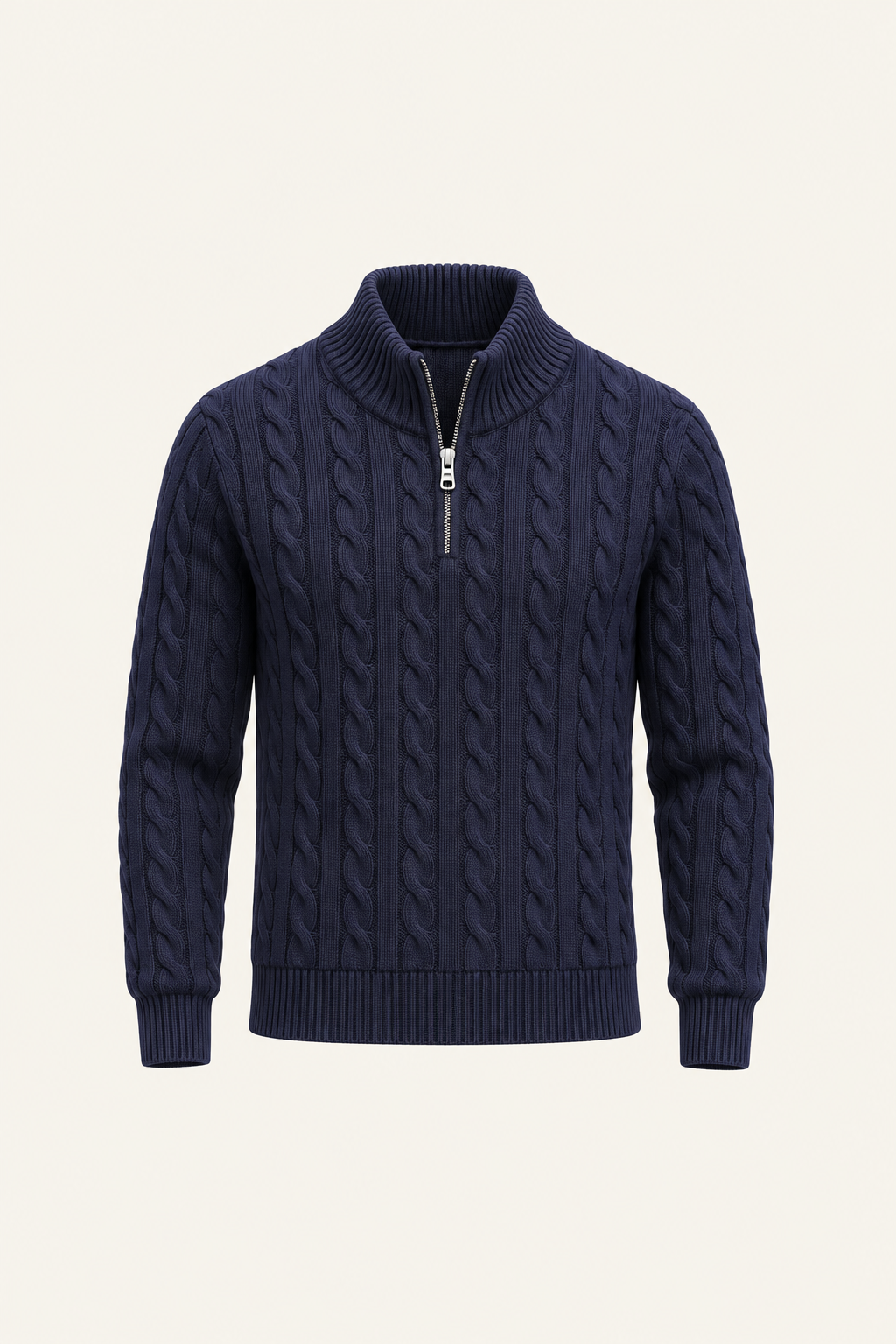 Tilano Cable Quarter-Zip Knit Navy