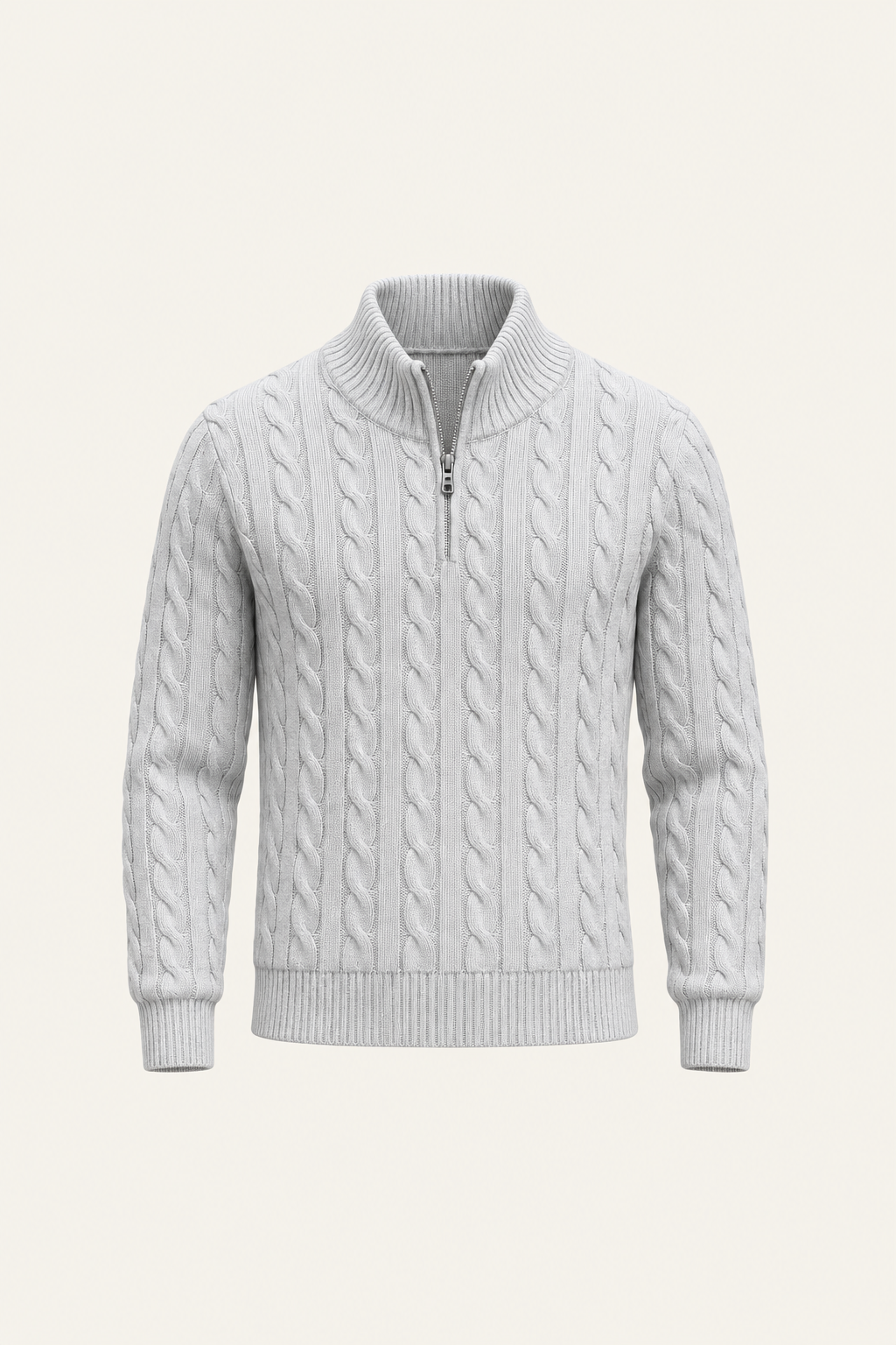 Tilano Cable Quarter-Zip Knit Grey