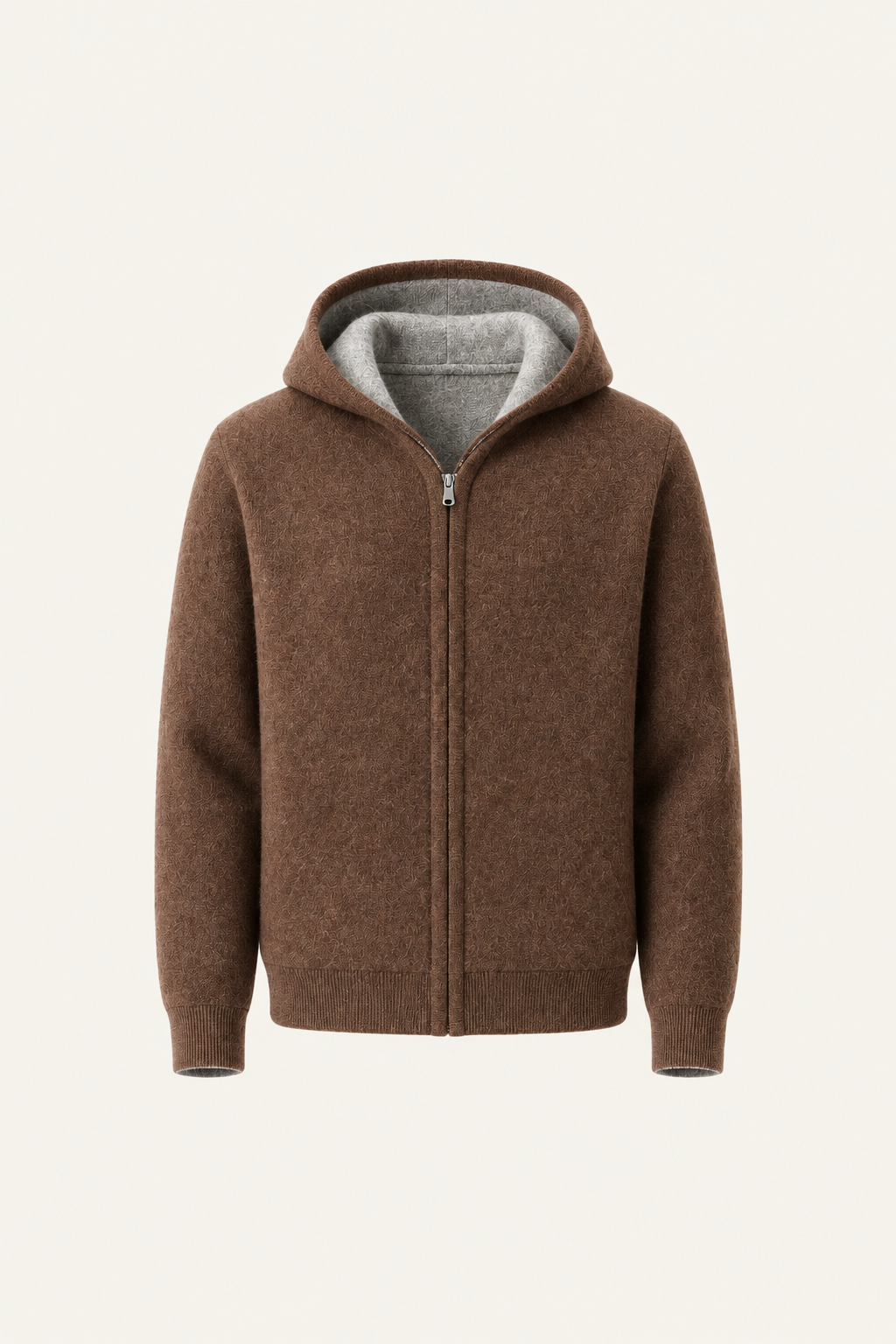 Talero Reversible Hooded Zip Knit Brown/Grey