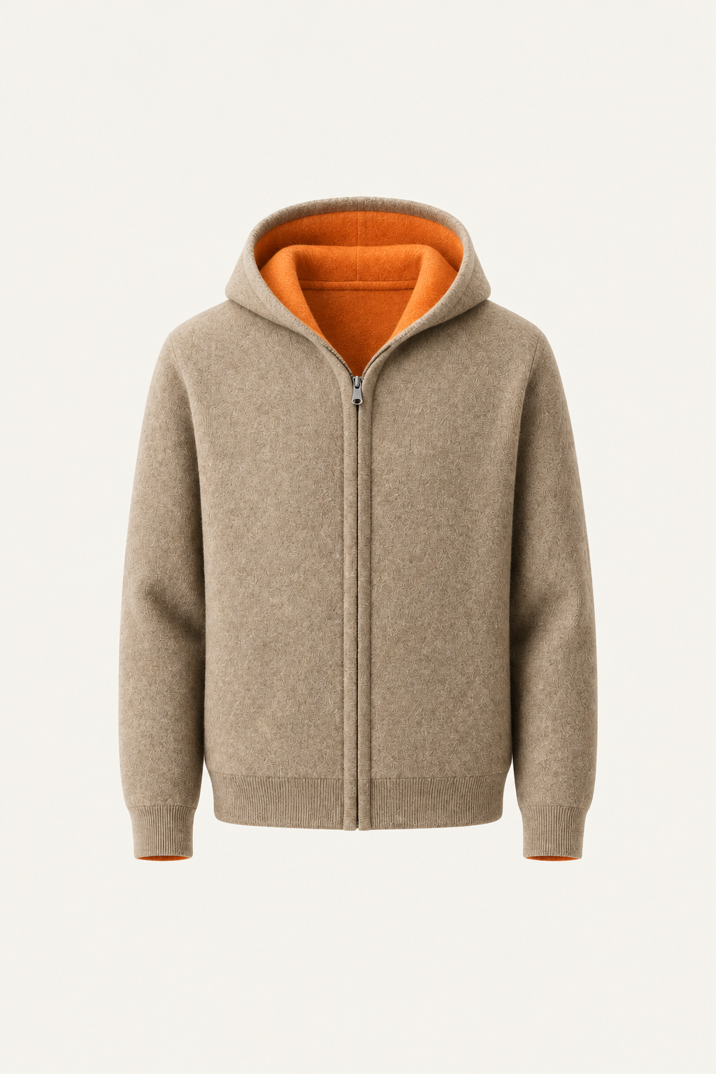 Talero Reversible Hooded Zip Knit Camel/Orange