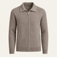 Teravo Wool Knitted Polo Cardigan Taupe