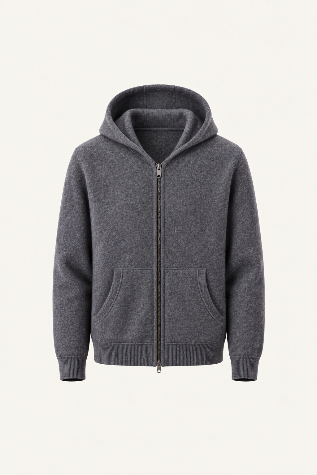 Tonari Merino Hooded Zip Dark Grey