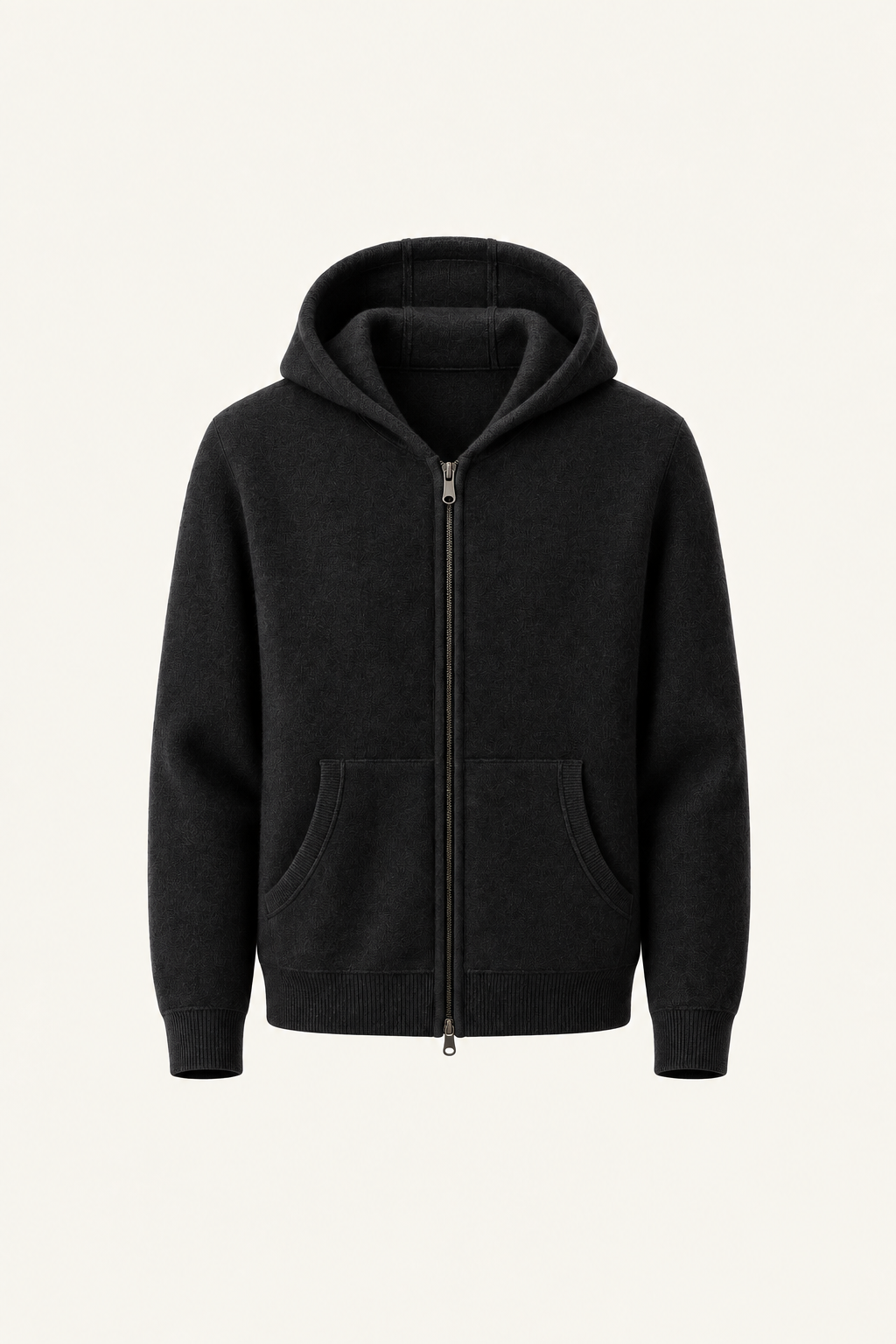 Tonari Merino Hooded Zip Black