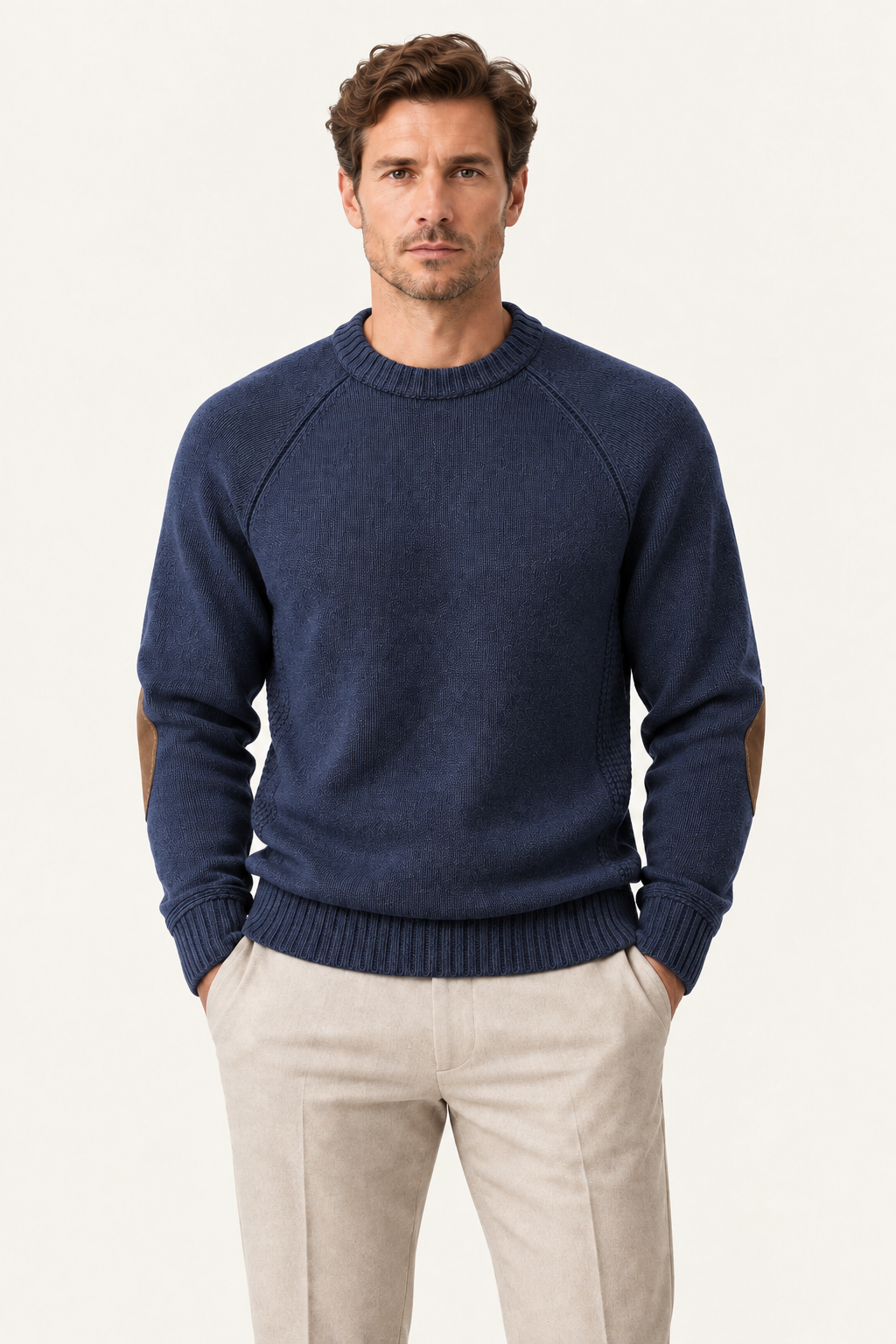 Sorivo Elbow-Patch Crewneck Navy