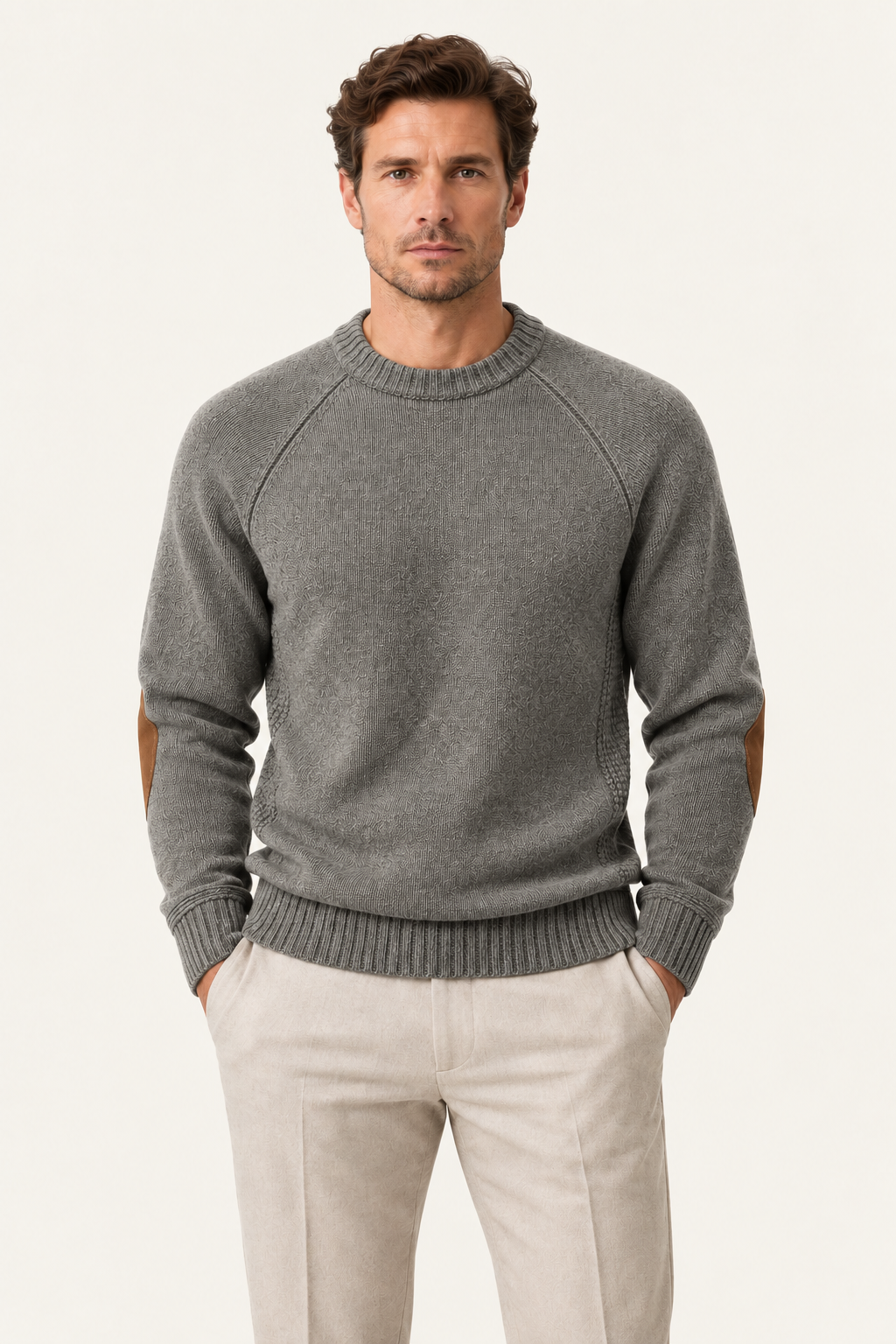 Sorivo Elbow-Patch Crewneck Grey