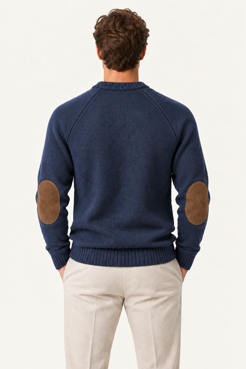 Sorivo Elbow-Patch Crewneck Navy