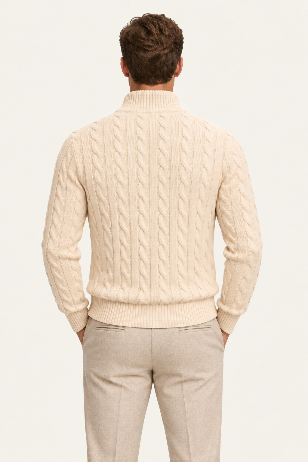 Tilano Cable Quarter-Zip Knit Abricot