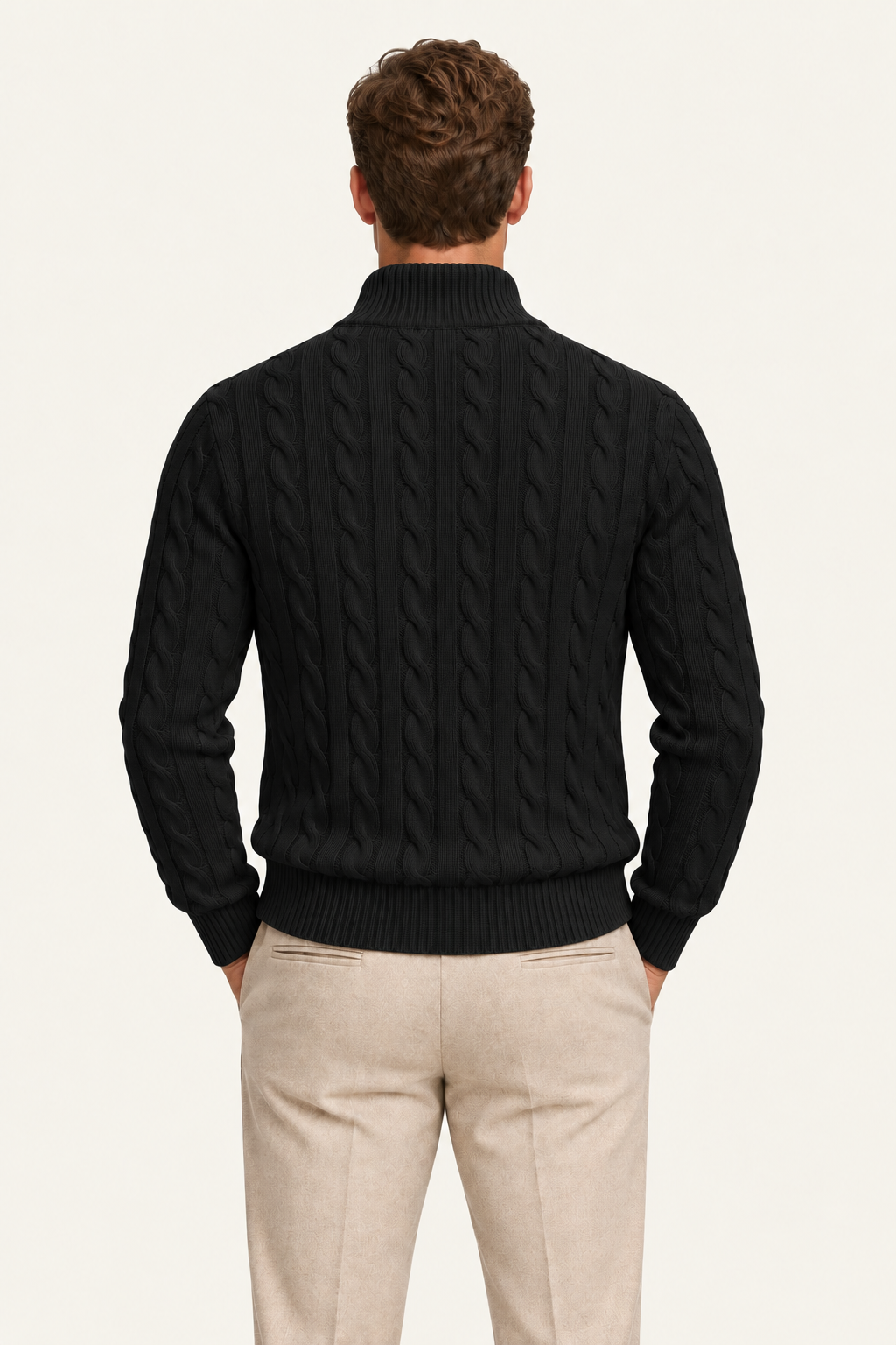 Tilano Cable Quarter-Zip Knit Black