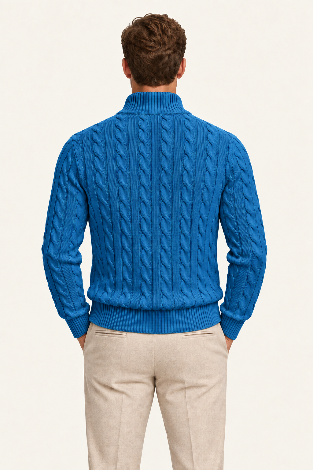 Tilano Cable Quarter-Zip Knit Ocean Teal