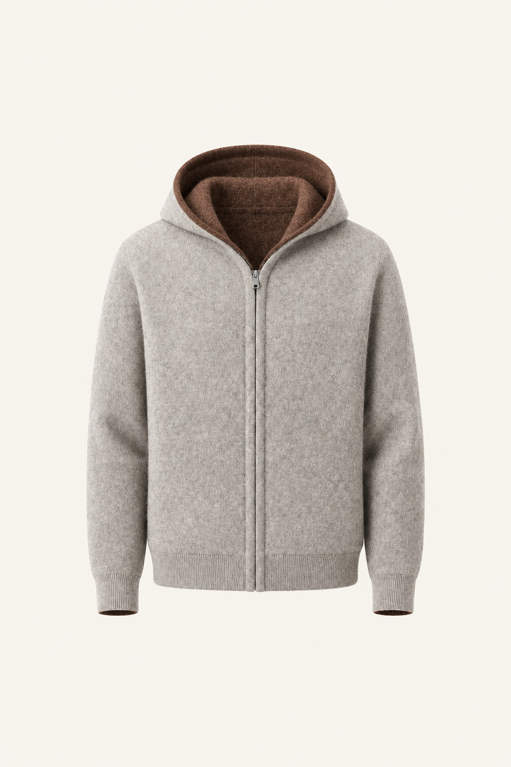 Talero Reversible Hooded Zip Knit Brown/Grey
