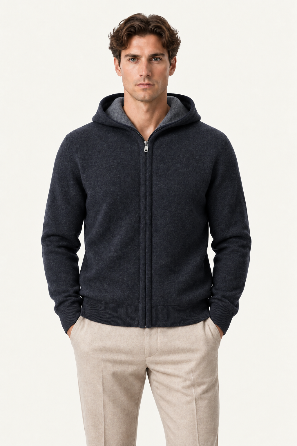 Talero Reversible Hooded Zip Knit Graphite/Charcoal
