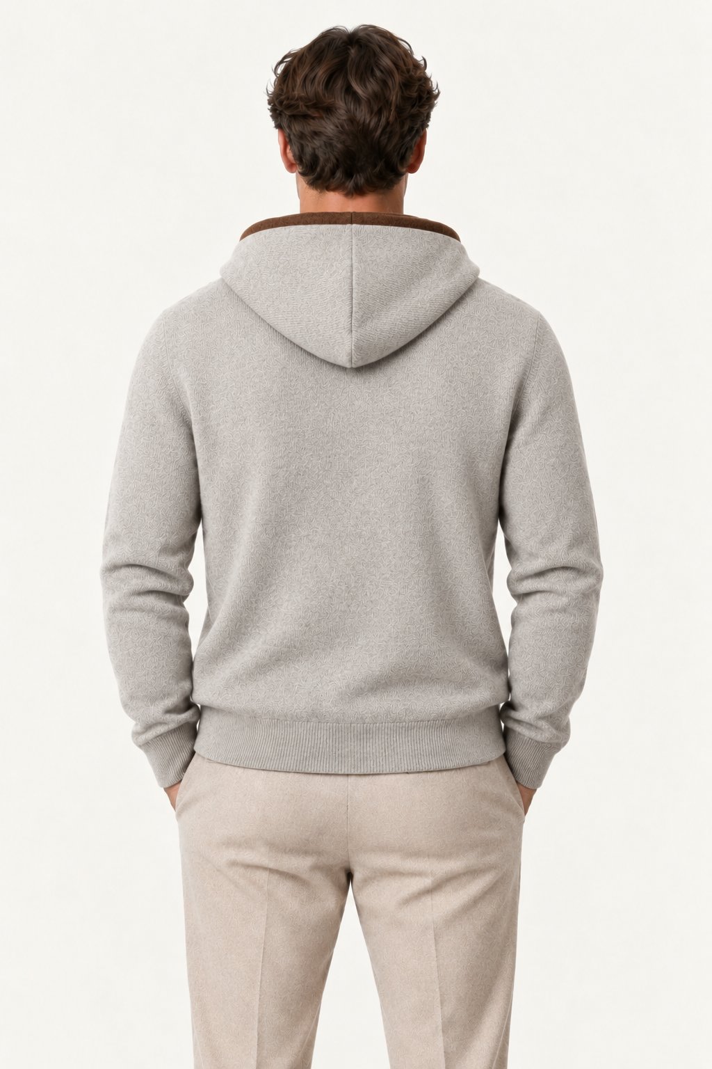 Talero Reversible Hooded Zip Knit Brown/Grey
