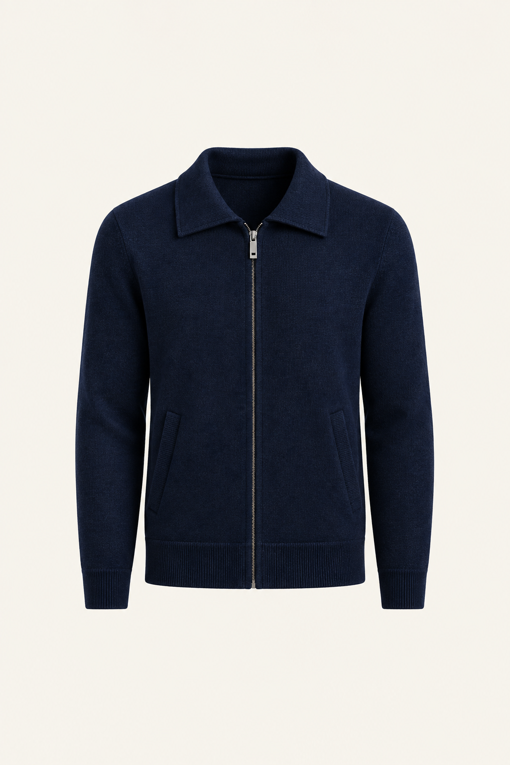 Teravo Merino Knitted Polo Cardigan Navy