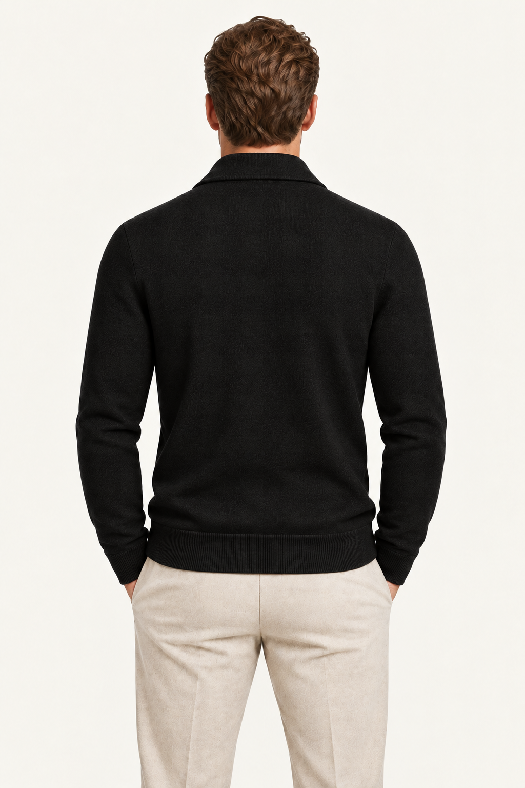 Teravo Merino Knitted Polo Cardigan Black