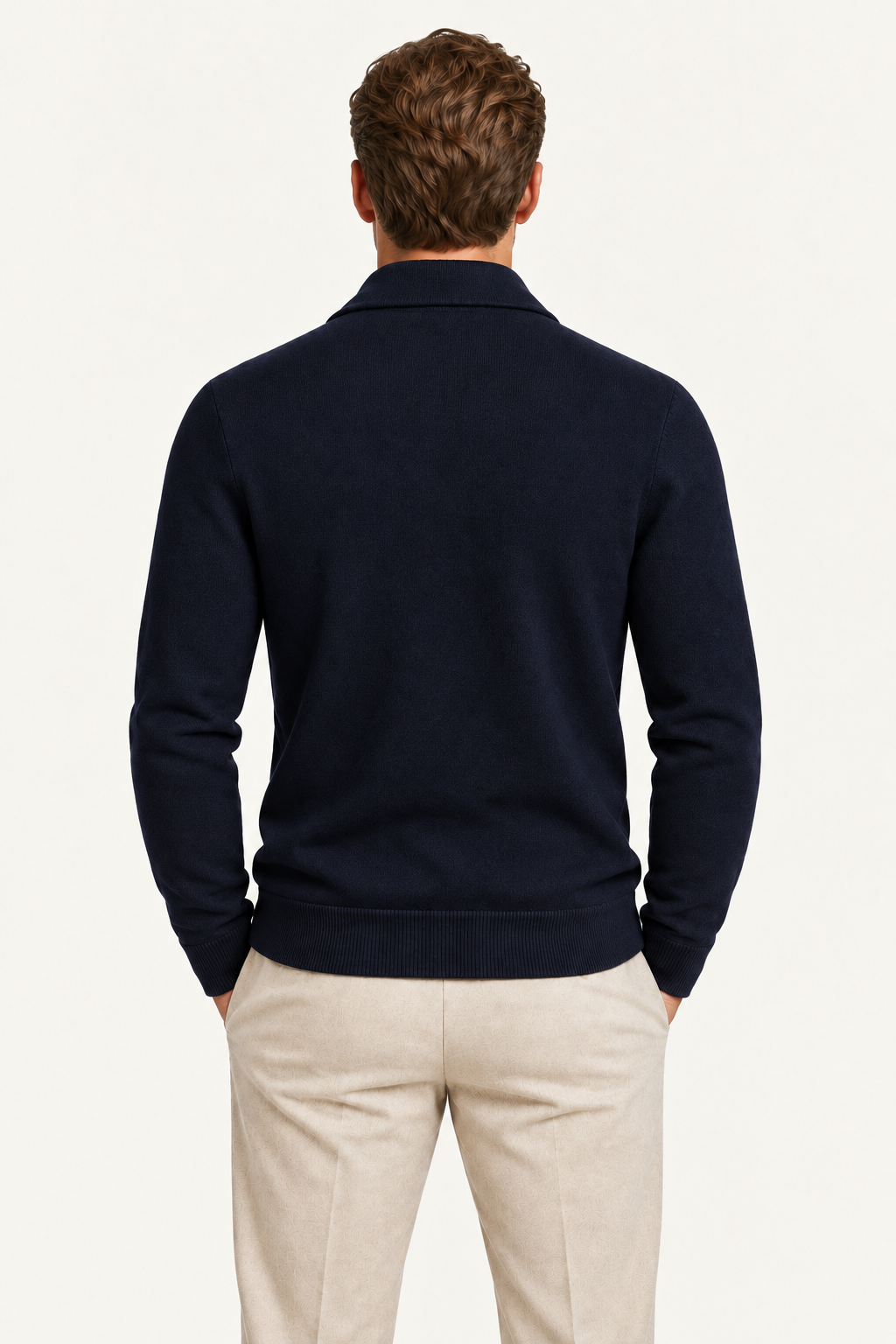 Teravo Merino Knitted Polo Cardigan Navy