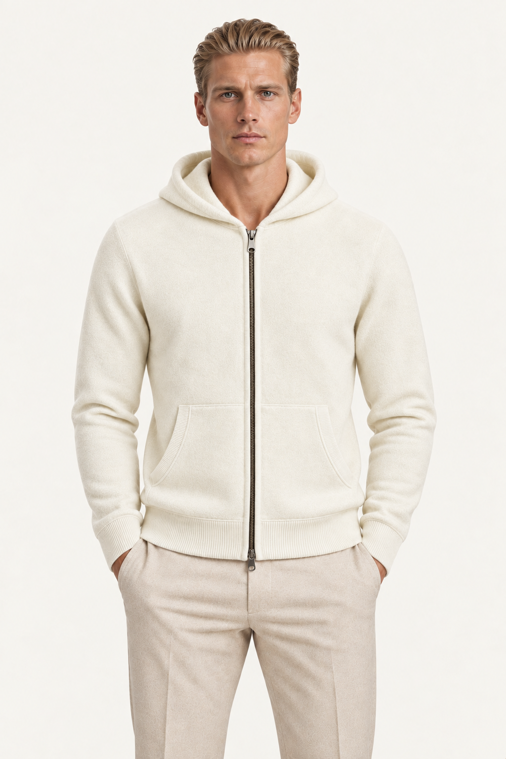 Tonari Merino Hooded Zip Cream