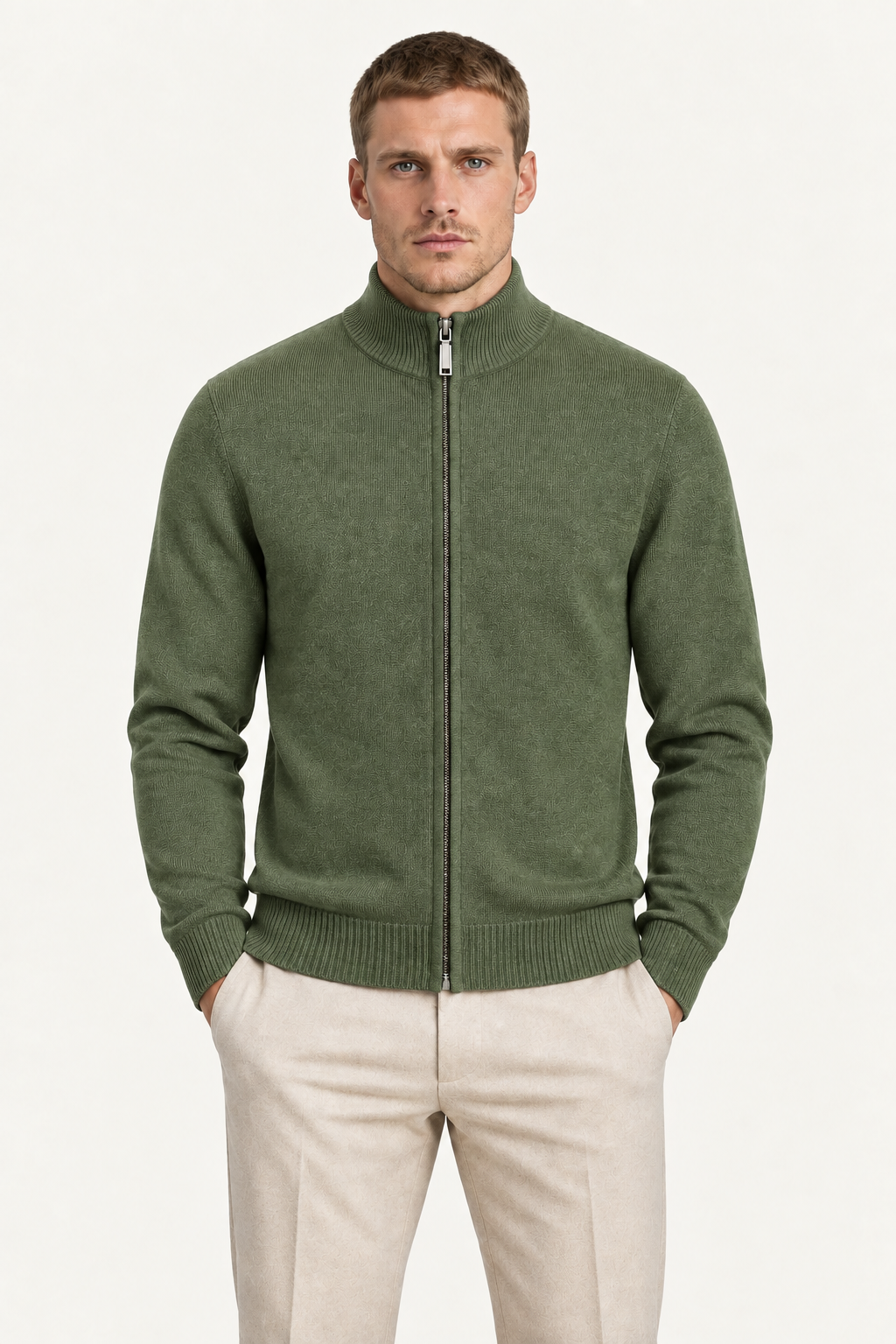 Vaniro Merino Cardigan Green