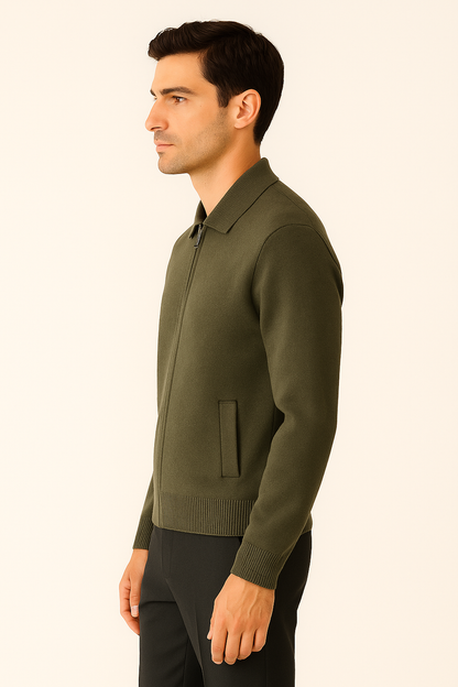 Olive Green Polo Cardigan
