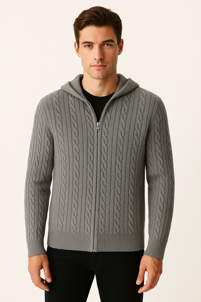 Grey Cashmere Zip Jacket