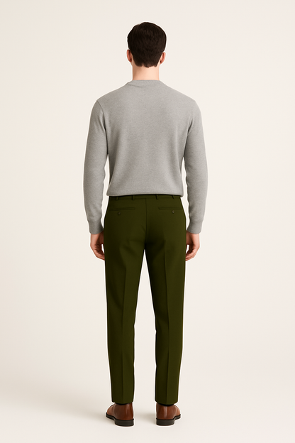 Olive Green Elastic Pantalon