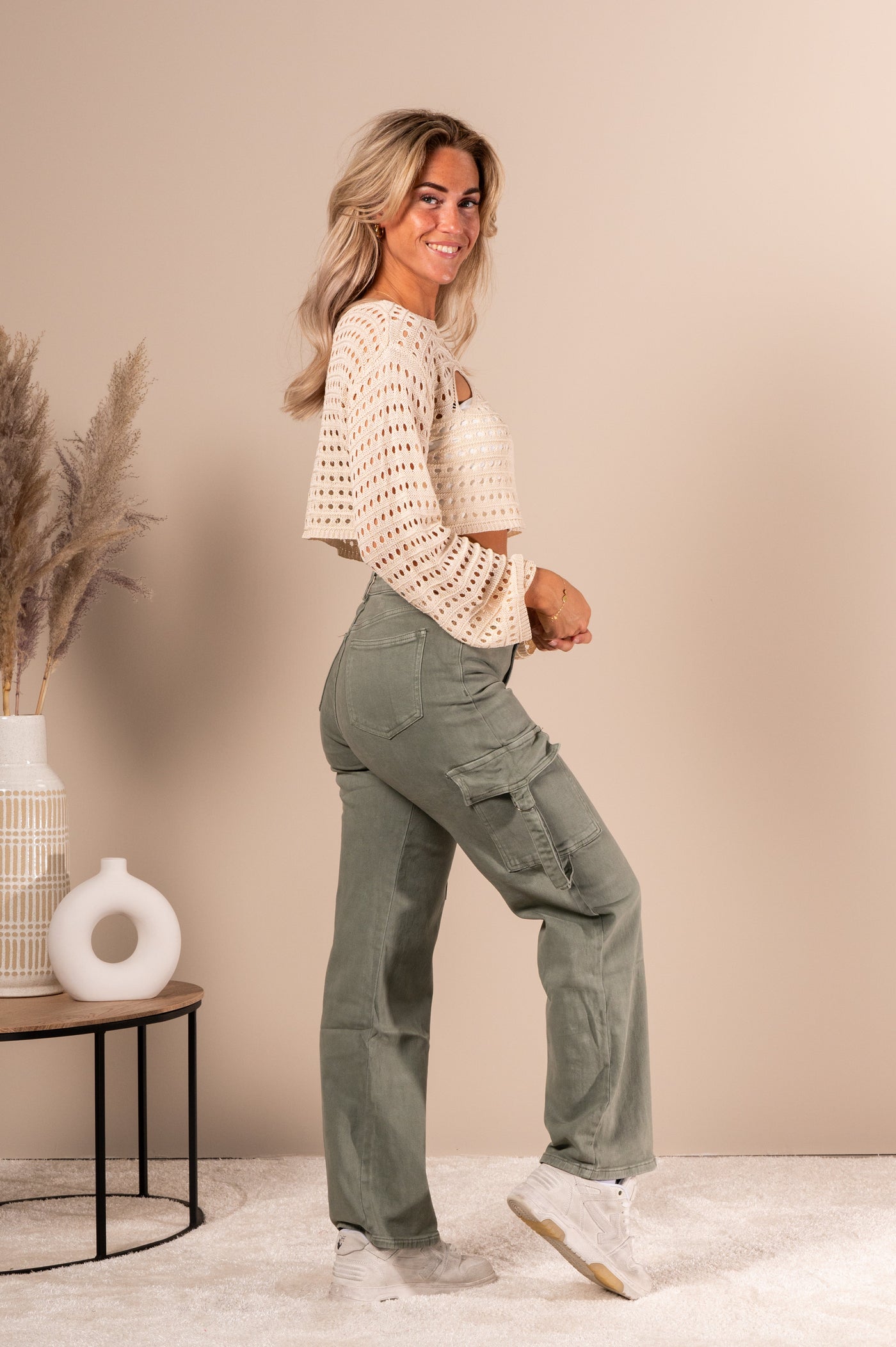 Ladore - Pantalon cargo en kaki