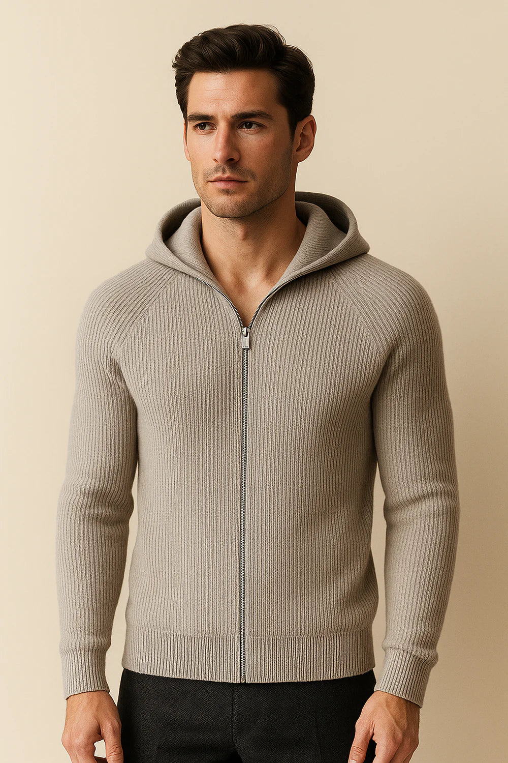 Zelano Merino Hooded Sweater Grey