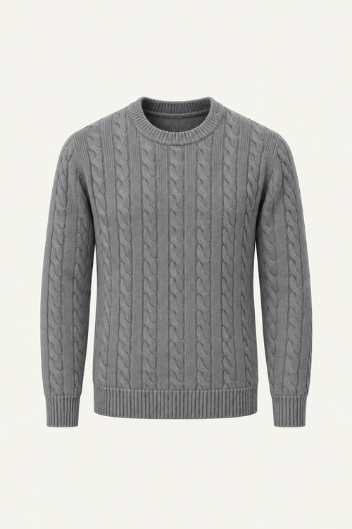 Velaro Cable Knit Crewneck Grey