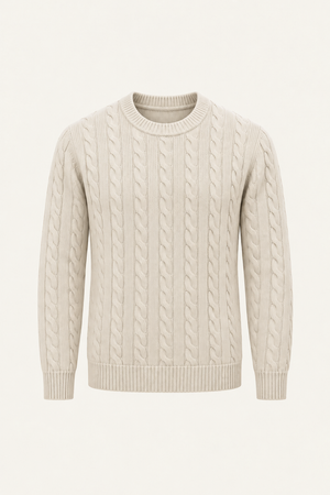Velaro Cable Knit Crewneck White