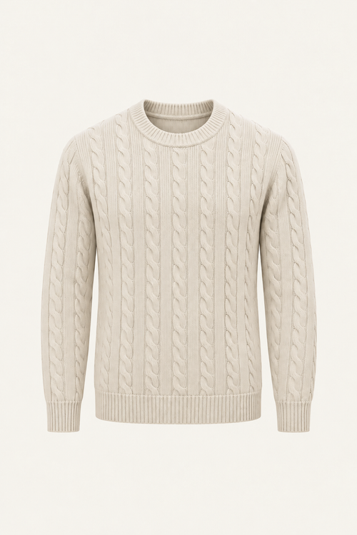 Velaro Cable Knit Crewneck White