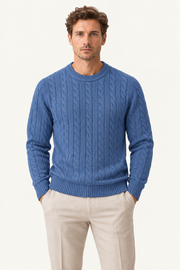 Velaro Cable Knit Crewneck Blue