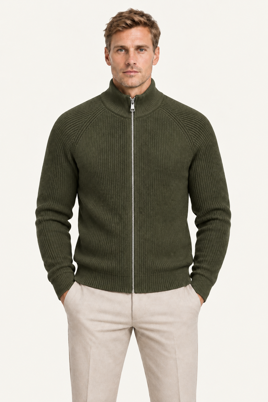 Selano Zip Knit Olive