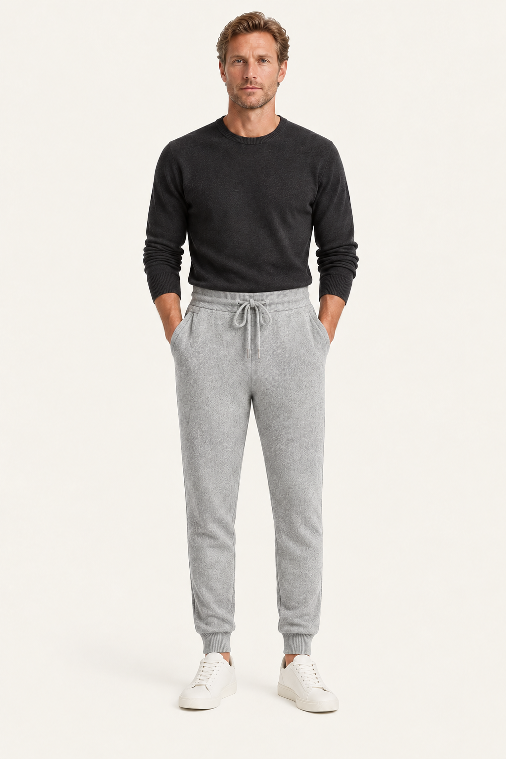 Nelaro Wool Lounge Trousers Light Grey