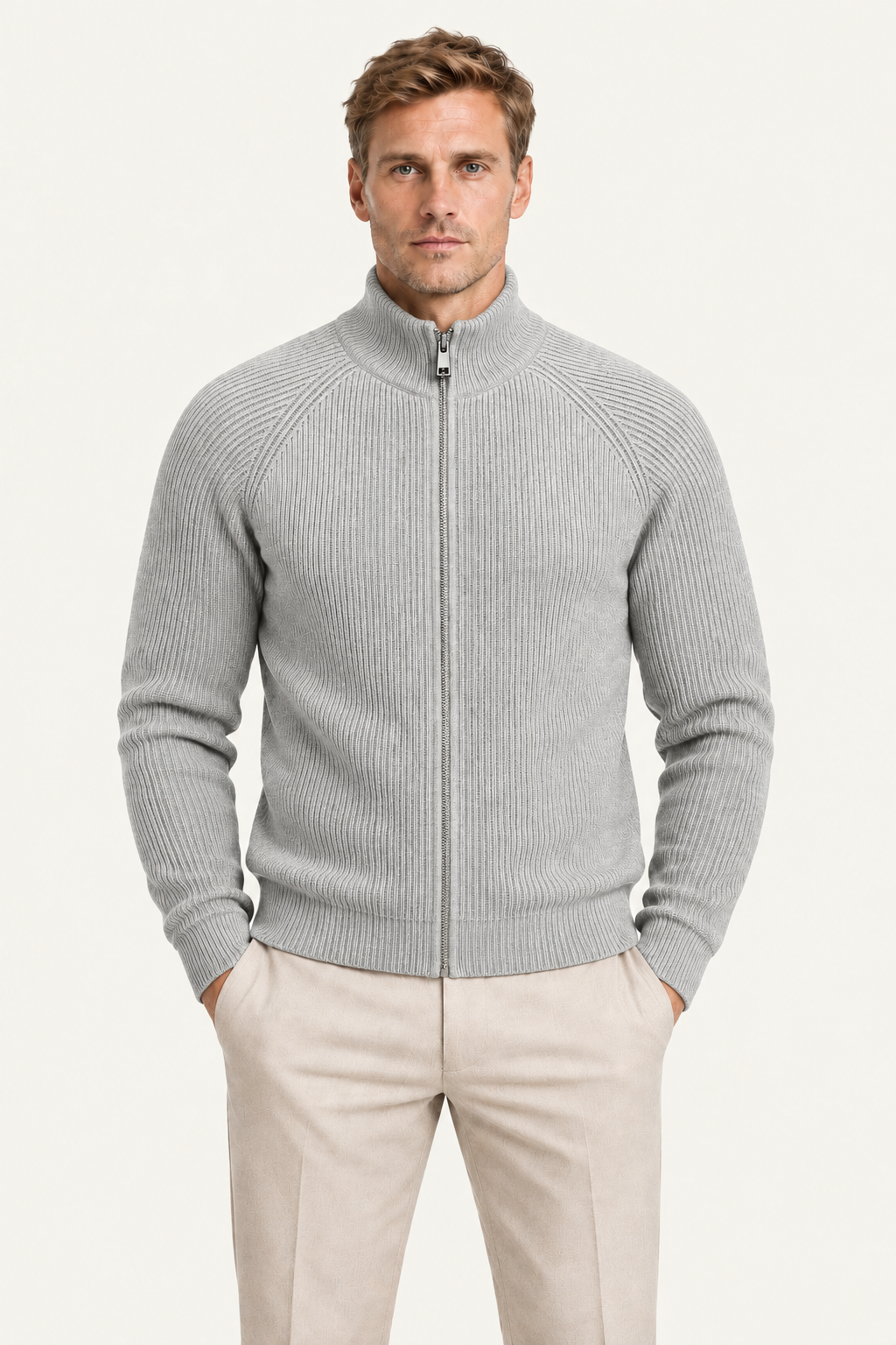 Selano Zip Knit Light Grey