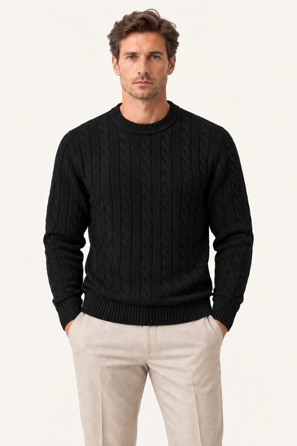 Velaro Cable Knit Crewneck Black