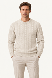 Velaro Cable Knit Crewneck White