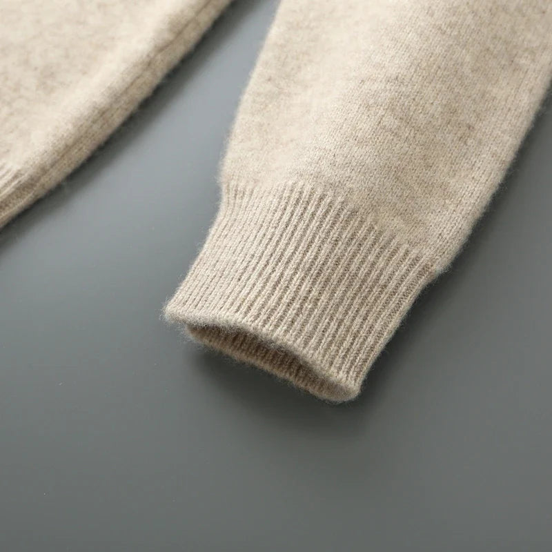 Vaniro Cashmere Zip Knit Beige
