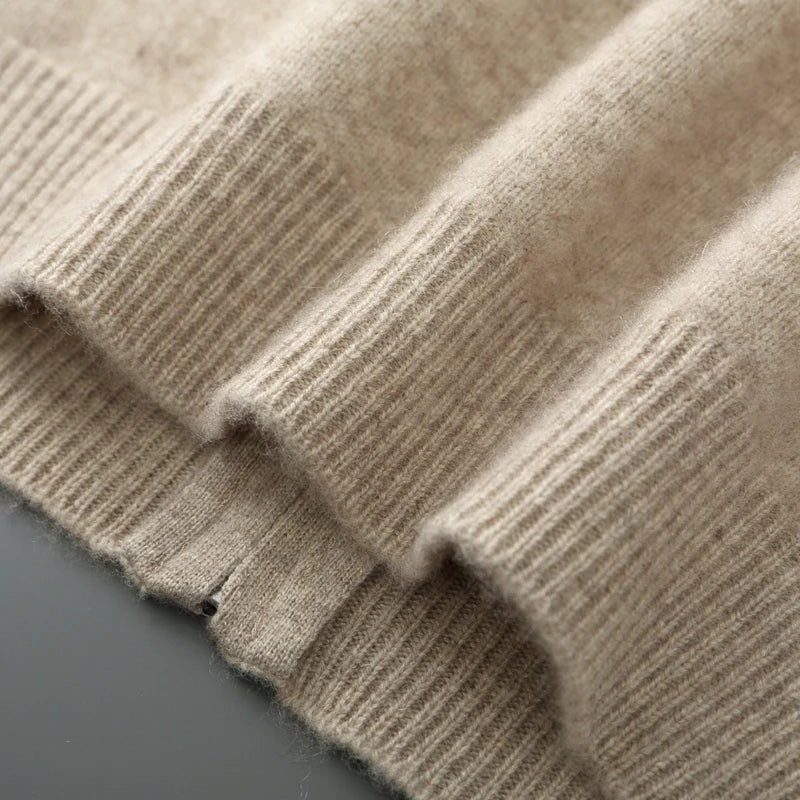 Vaniro Cashmere Zip Knit Beige