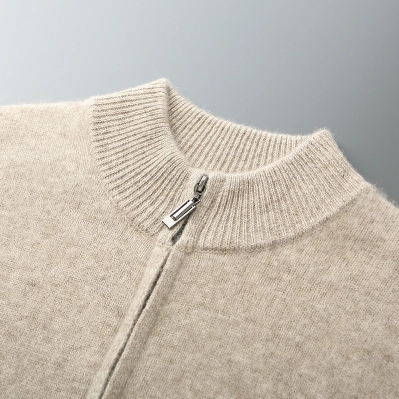 Vaniro Cashmere Zip Knit Beige