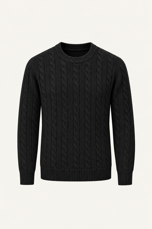 Velaro Cable Knit Crewneck Black