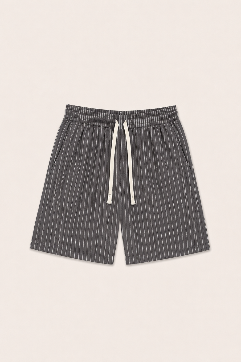 Vilero Cotton Striped Short Grey
