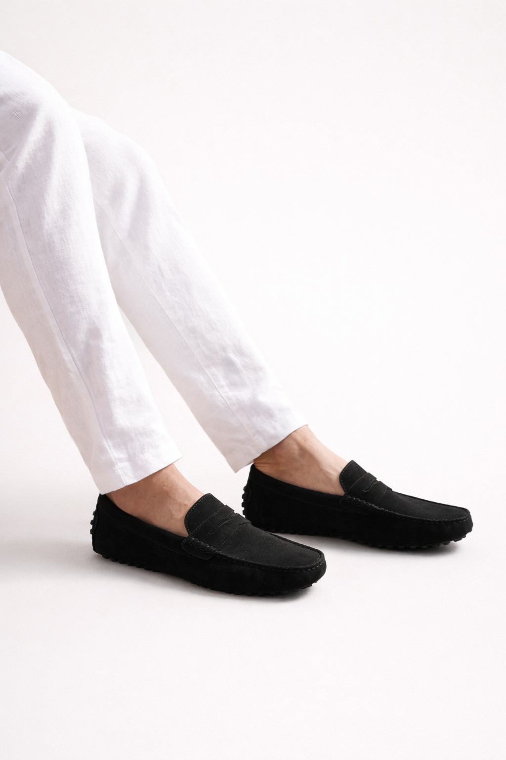 Suede Driver Loafers Black