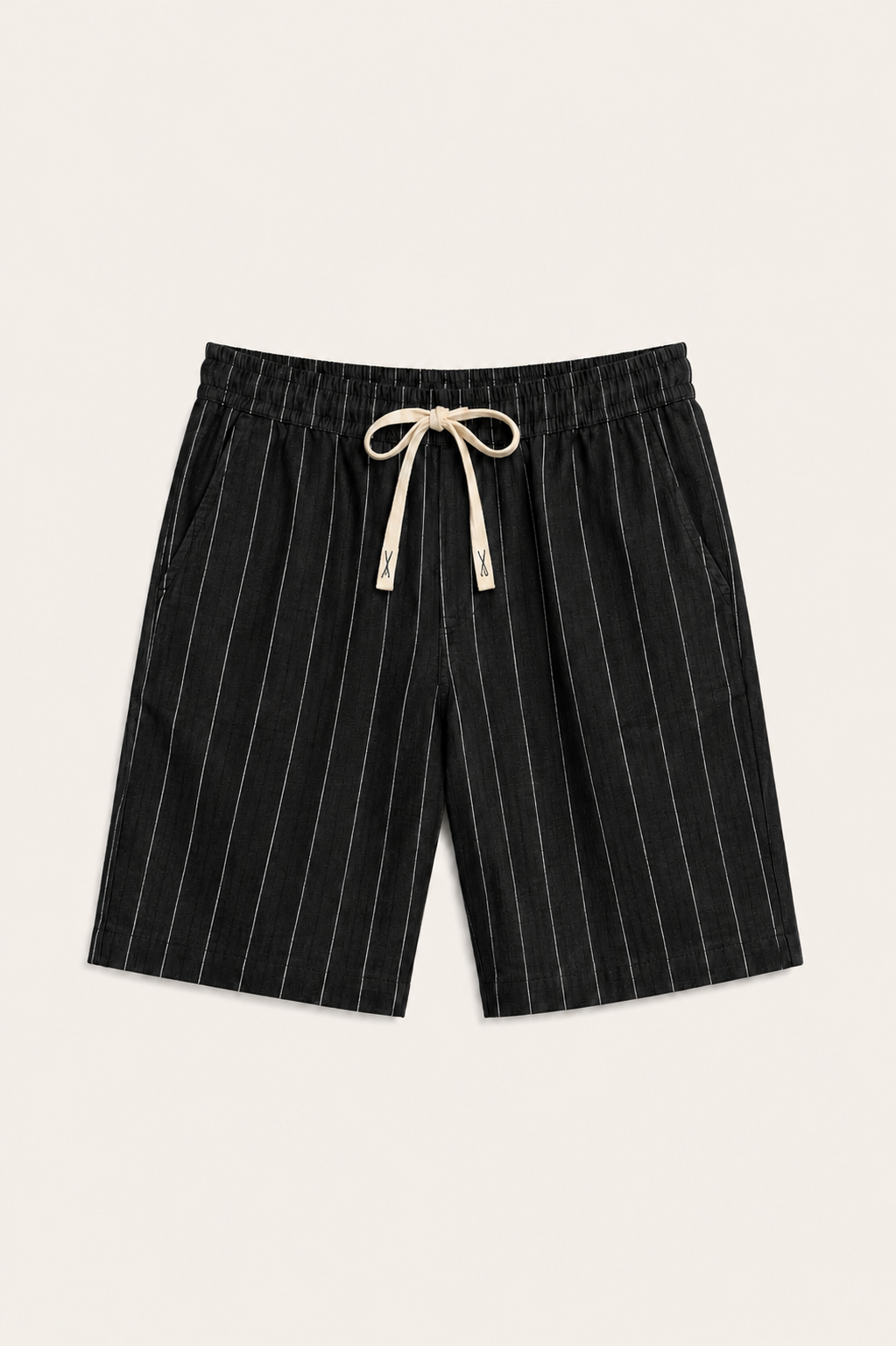 Nerivo Linen Striped Short Black