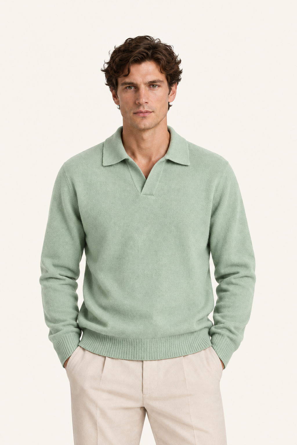 Malero Wool Polo Knit Green