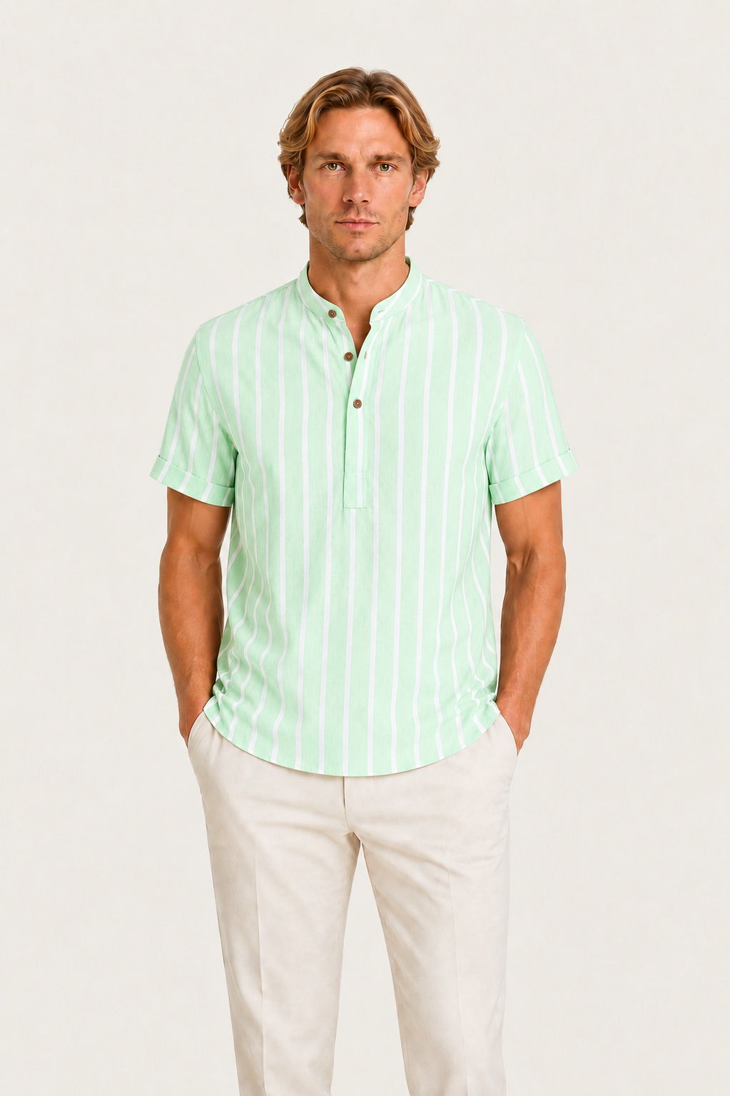 Heritage Linen Short Sleeve Shirt Green