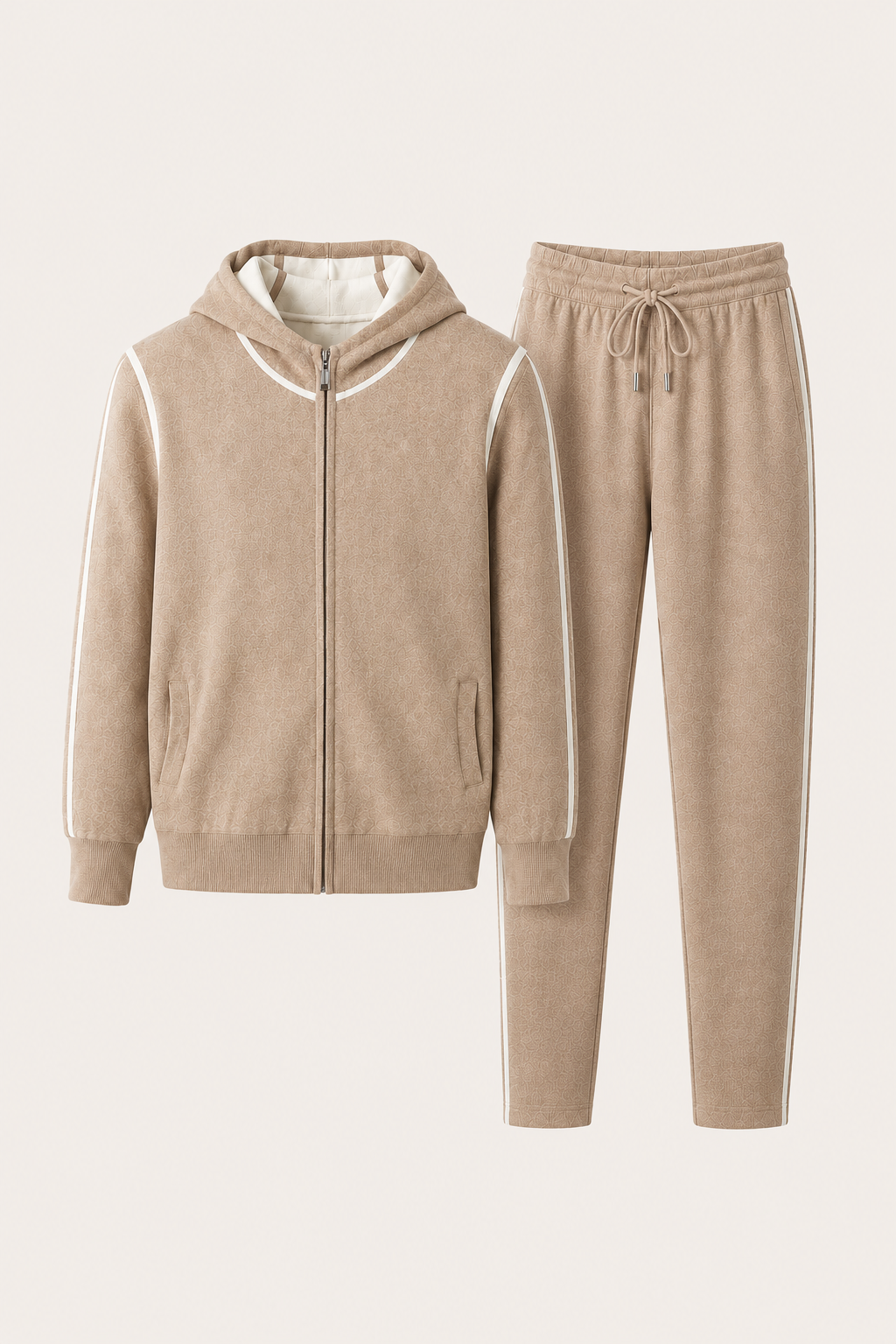 Ladore Cashmere Hooded Set Beige