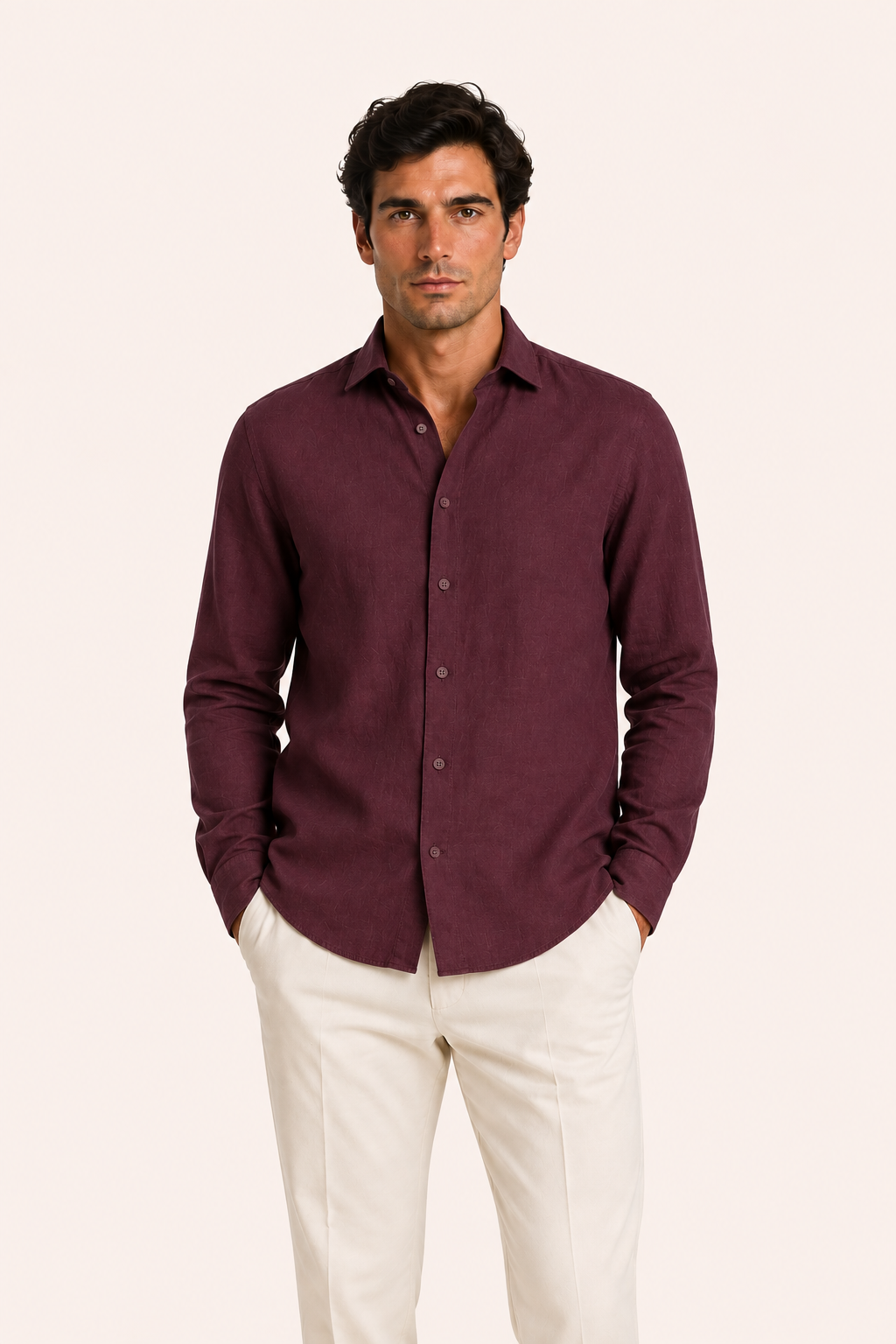 Avari Linen Shirt Burgundy