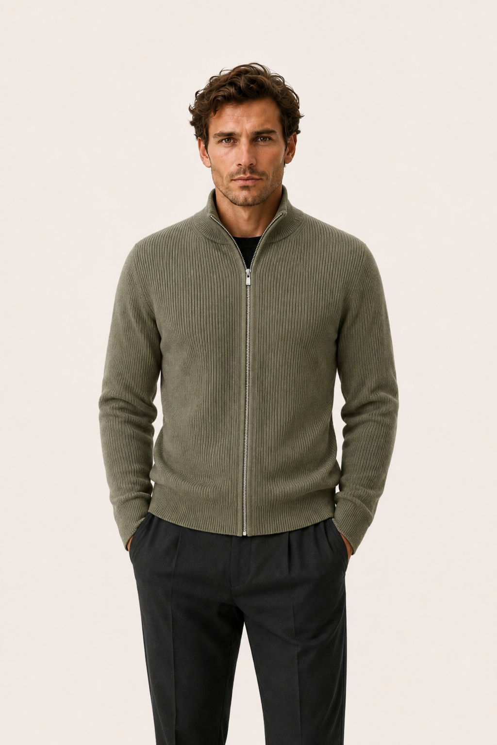 Arelon Zip Knit Green