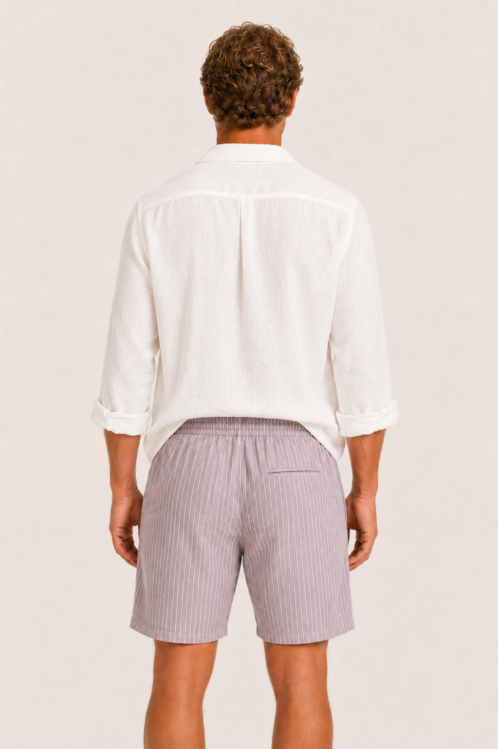 Vilero Cotton Striped Short Purple